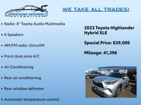 Photos of 2023 Toyota Highlander Hybrid XLE for sale in Charlotte, NC at Dream Work Automotive