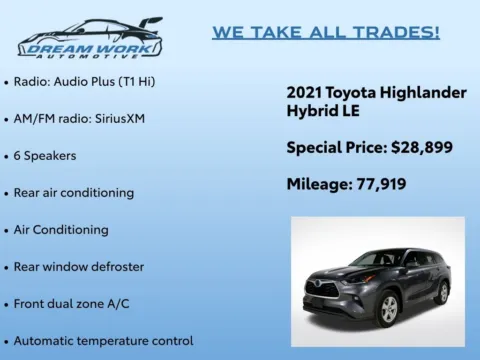Photos of 2021 Toyota Highlander Hybrid LE for sale in Charlotte, NC at Dream Work Automotive