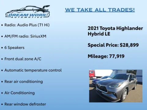 Photos of 2021 Toyota Highlander Hybrid LE for sale in Charlotte, NC at Dream Work Automotive