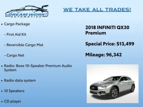 Photos of 2018 INFINITI QX30 Premium for sale in Charlotte, NC at Dream Work Automotive