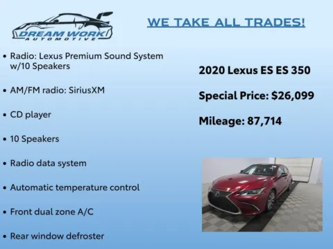 Photos of 2020 Lexus ES 350 for sale in Charlotte, NC at Dream Work Automotive