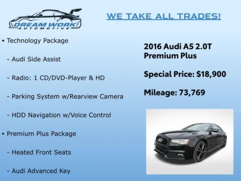 Photos of 2016 Audi A5 2.0T Premium Plus for sale in Charlotte, NC at Dream Work Automotive