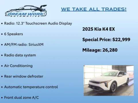 Photos of 2025 Kia K4 EX for sale in Charlotte, NC at Dream Work Automotive