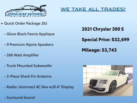 Photos of 2021 Chrysler 300 S for sale in Charlotte, NC at Dream Work Automotive