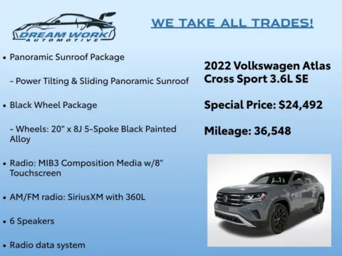 Photos of 2022 Volkswagen Atlas Cross Sport 3.6L V6 SE w/Technology for sale in Charlotte, NC at Dream Work Automotive