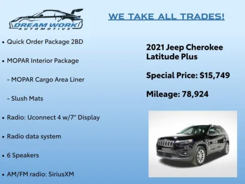 Photos of 2021 Jeep Cherokee Latitude Plus for sale in Charlotte, NC at Dream Work Automotive