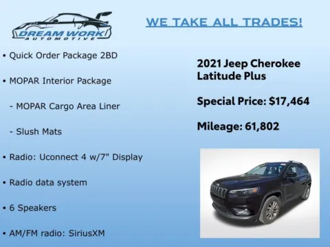 Photos of 2021 Jeep Cherokee Latitude Plus for sale in Charlotte, NC at Dream Work Automotive
