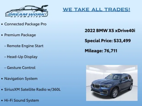 Photos of 2022 BMW X5 xDrive40i for sale in Charlotte, NC at Dream Work Automotive