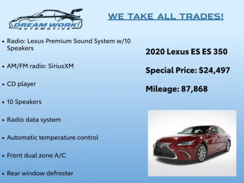 Photos of 2020 Lexus ES 350 for sale in Charlotte, NC at Dream Work Automotive