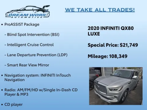 Photos of 2020 INFINITI QX80 LUXE for sale in Charlotte, NC at Dream Work Automotive