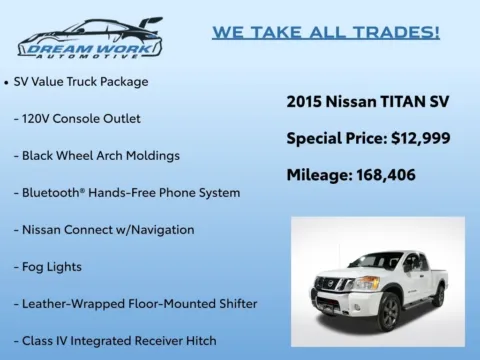 Photos of 2015 Nissan Titan SV for sale in Charlotte, NC at Dream Work Automotive