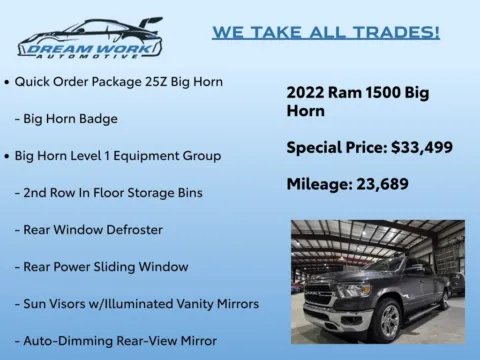 Photos of 2022 Ram 1500 Big Horn/Lone Star for sale in Charlotte, NC at Dream Work Automotive
