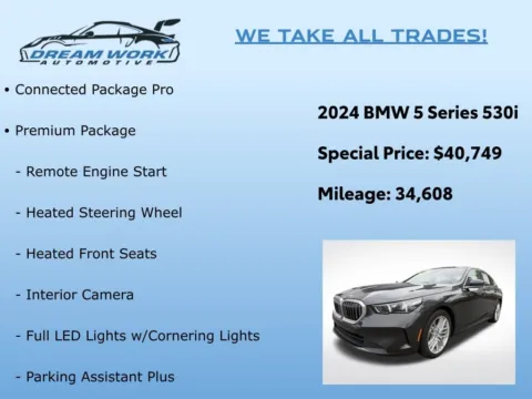 Photos of 2024 BMW 5 Series 530i for sale in Charlotte, NC at Dream Work Automotive