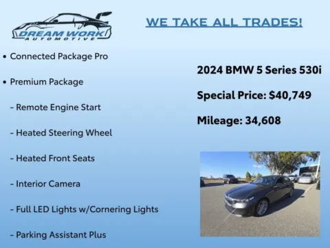 Photos of 2024 BMW 5 Series 530i for sale in Charlotte, NC at Dream Work Automotive