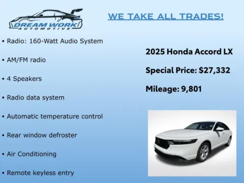 Photos of 2025 Honda Accord LX for sale in Charlotte, NC at Dream Work Automotive