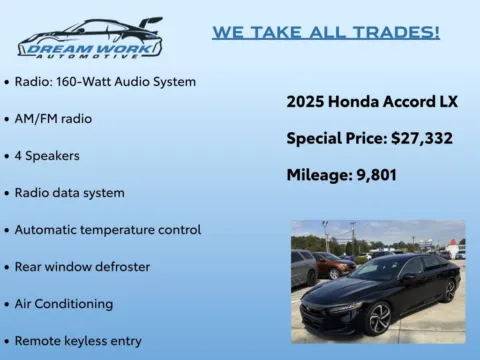 Photos of 2025 Honda Accord LX for sale in Charlotte, NC at Dream Work Automotive