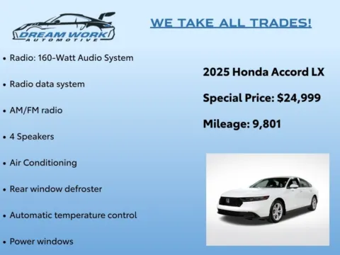 Photos of 2025 Honda Accord LX for sale in Charlotte, NC at Dream Work Automotive