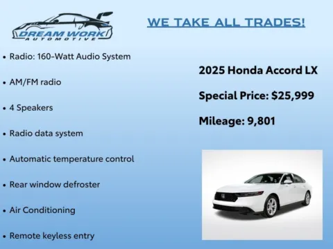 Photos of 2025 Honda Accord LX for sale in Charlotte, NC at Dream Work Automotive