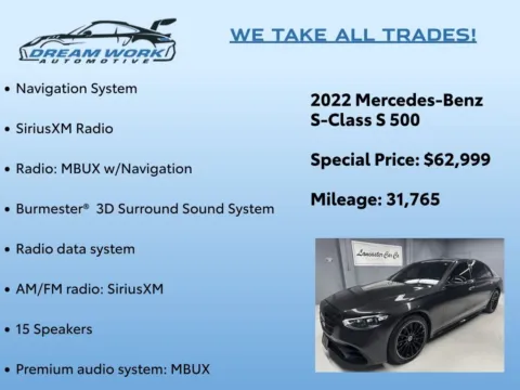 Photos of 2022 Mercedes-Benz S-Class S 500 for sale in Charlotte, NC at Dream Work Automotive