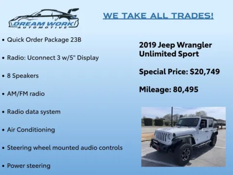 Photos of 2019 Jeep Wrangler Unlimited Sport for sale in Charlotte, NC at Dream Work Automotive