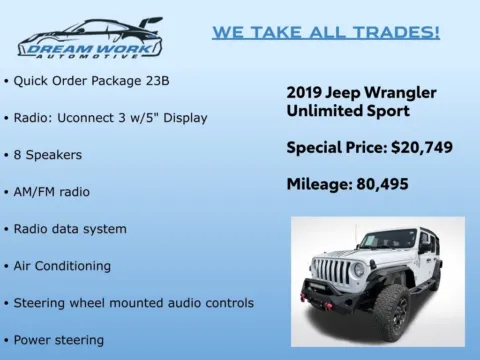 Photos of 2019 Jeep Wrangler Unlimited Sport for sale in Charlotte, NC at Dream Work Automotive
