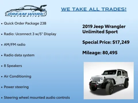 Photos of 2019 Jeep Wrangler Unlimited Sport for sale in Charlotte, NC at Dream Work Automotive