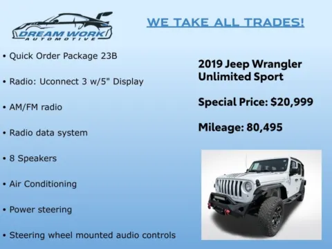 Photos of 2019 Jeep Wrangler Unlimited Sport for sale in Charlotte, NC at Dream Work Automotive