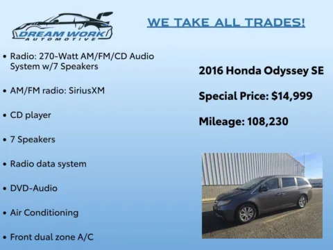 Photos of 2016 Honda Odyssey SE for sale in Charlotte, NC at Dream Work Automotive