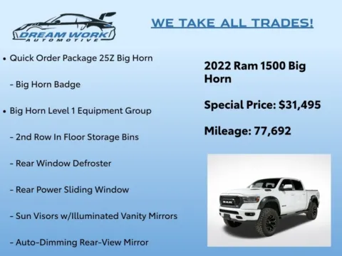 Photos of 2022 Ram 1500 Big Horn/Lone Star for sale in Charlotte, NC at Dream Work Automotive