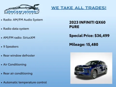 Photos of 2023 INFINITI QX60 PURE for sale in Charlotte, NC at Dream Work Automotive