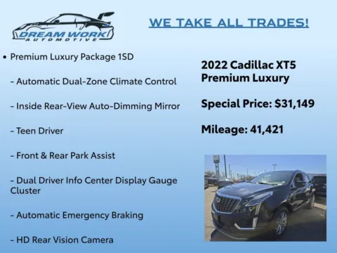 Photos of 2022 Cadillac XT5 Premium Luxury for sale in Charlotte, NC at Dream Work Automotive