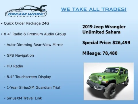 Photos of 2019 Jeep Wrangler Unlimited Sahara for sale in Charlotte, NC at Dream Work Automotive