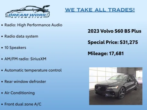 Photos of 2023 Volvo S60 B5 Plus Dark Theme for sale in Charlotte, NC at Dream Work Automotive