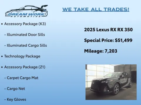 Photos of 2025 Lexus RX 350 for sale in Charlotte, NC at Dream Work Automotive