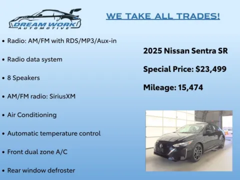 Photos of 2025 Nissan Sentra SR for sale in Charlotte, NC at Dream Work Automotive