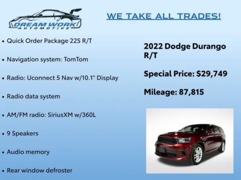Photos of 2022 Dodge Durango R/T for sale in Charlotte, NC at Dream Work Automotive