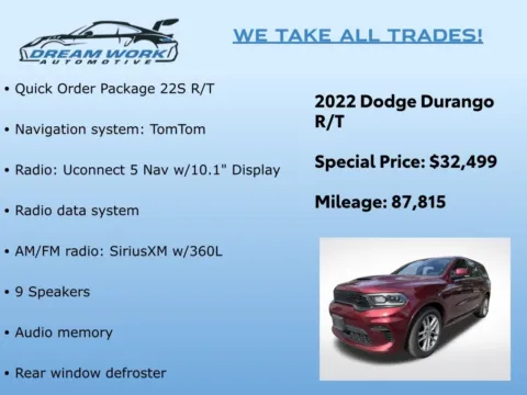Photos of 2022 Dodge Durango R/T for sale in Charlotte, NC at Dream Work Automotive