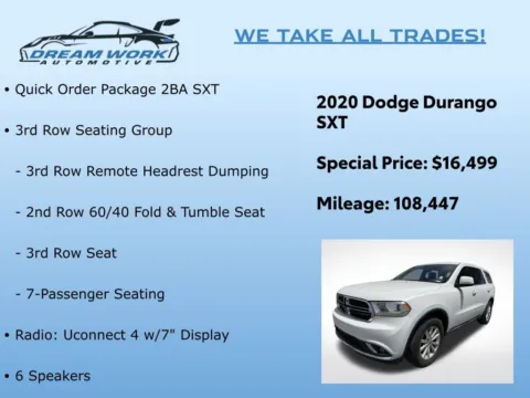 Photos of 2020 Dodge Durango SXT for sale in Charlotte, NC at Dream Work Automotive