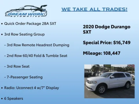 Photos of 2020 Dodge Durango SXT for sale in Charlotte, NC at Dream Work Automotive