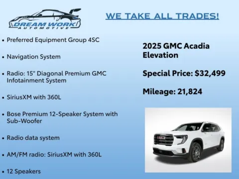 Photos of 2025 GMC Acadia Elevation for sale in Charlotte, NC at Dream Work Automotive
