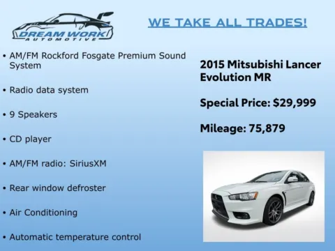 Photos of 2015 Mitsubishi Lancer Evolution MR for sale in Charlotte, NC at Dream Work Automotive