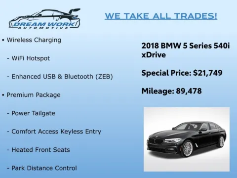 Photos of 2018 BMW 5 Series 540i xDrive for sale in Charlotte, NC at Dream Work Automotive