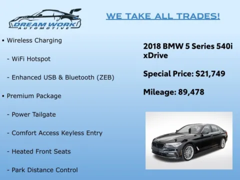 Photos of 2018 BMW 5 Series 540i xDrive for sale in Charlotte, NC at Dream Work Automotive