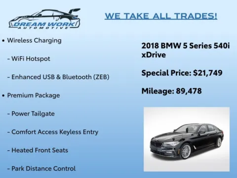 Photos of 2018 BMW 5 Series 540i xDrive for sale in Charlotte, NC at Dream Work Automotive