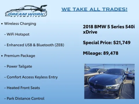 Photos of 2018 BMW 5 Series 540i xDrive for sale in Charlotte, NC at Dream Work Automotive