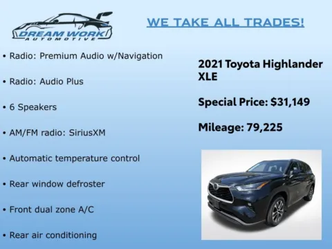 Photos of 2021 Toyota Highlander XLE for sale in Charlotte, NC at Dream Work Automotive