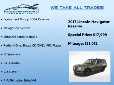 Photos of 2017 Lincoln Navigator Reserve for sale in Charlotte, NC at Dream Work Automotive