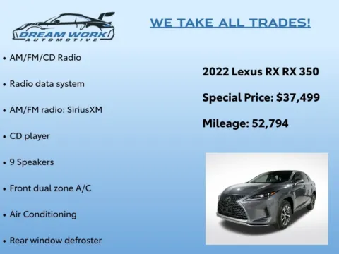 Photos of 2022 Lexus RX 350 for sale in Charlotte, NC at Dream Work Automotive