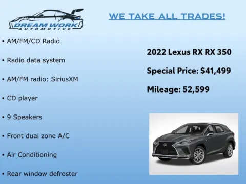 Photos of 2022 Lexus RX 350 for sale in Charlotte, NC at Dream Work Automotive