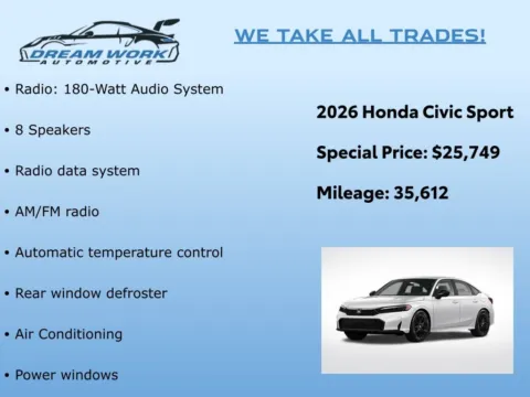 Photos of 2026 Honda Civic Sport for sale in Charlotte, NC at Dream Work Automotive